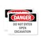 Signmission Do Not Enter Open Excavation Danger Sign, Plastic, 10in W x 7in L, 2PK OS-2PACK-DS-P-710-L-2136 - alternate 1